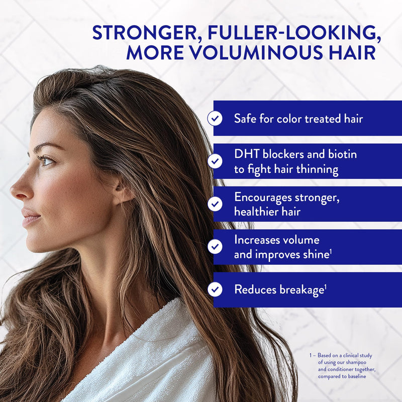 Routine Wellness Anti-Thinning Volumizing Shampoo - Rose Hips | Clinically tested shampoo for thinning hair with biotin, pea peptides, saw palmetto oil, color safe, sulfate free