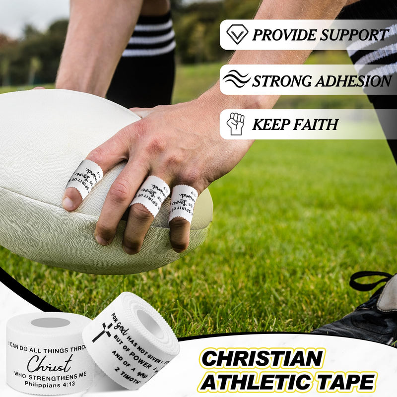 Geiserailie 4 Pcs Cross Tape Christian Athletic Tape Sports Wrist 1.5 in x 25ft Jesus Cotton Religious Bible Verse for Gymnastics First Aid Injury Soccer Football Baseball Boxing Church Gifts