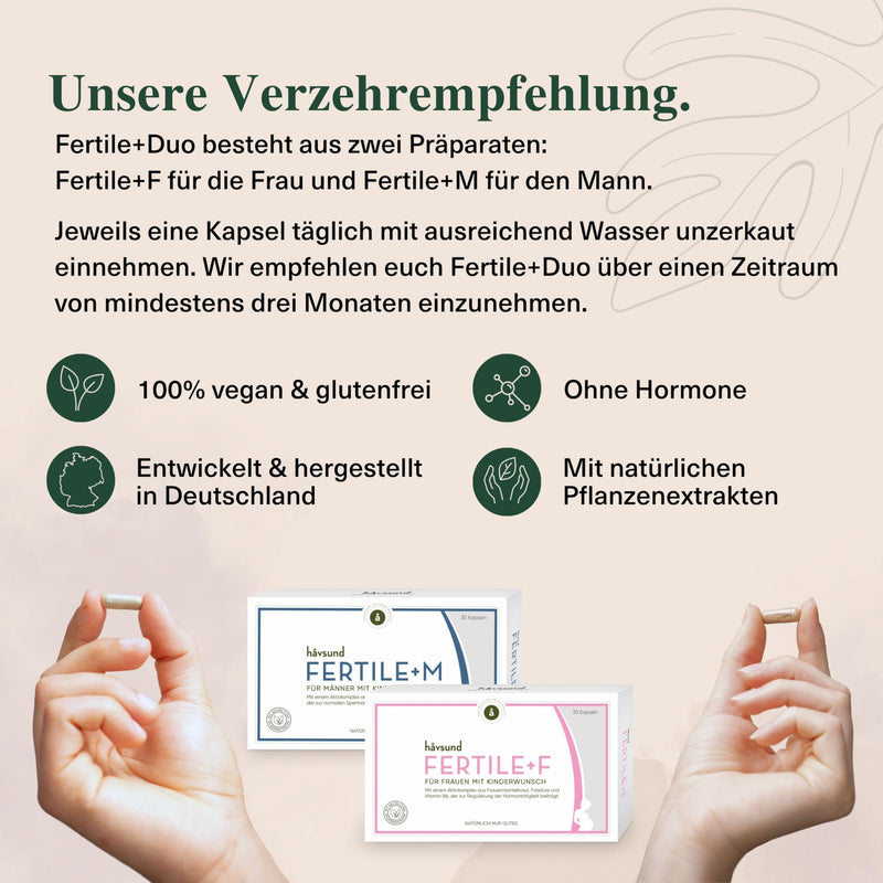 [Australia] - håvsund FERTILE+DUO fertility complex for couples (30 capsules each) • Fertility vitamins for women & men • 1x FERTILE+F for women + 1x FERTILE+M for men • Set for him & her 