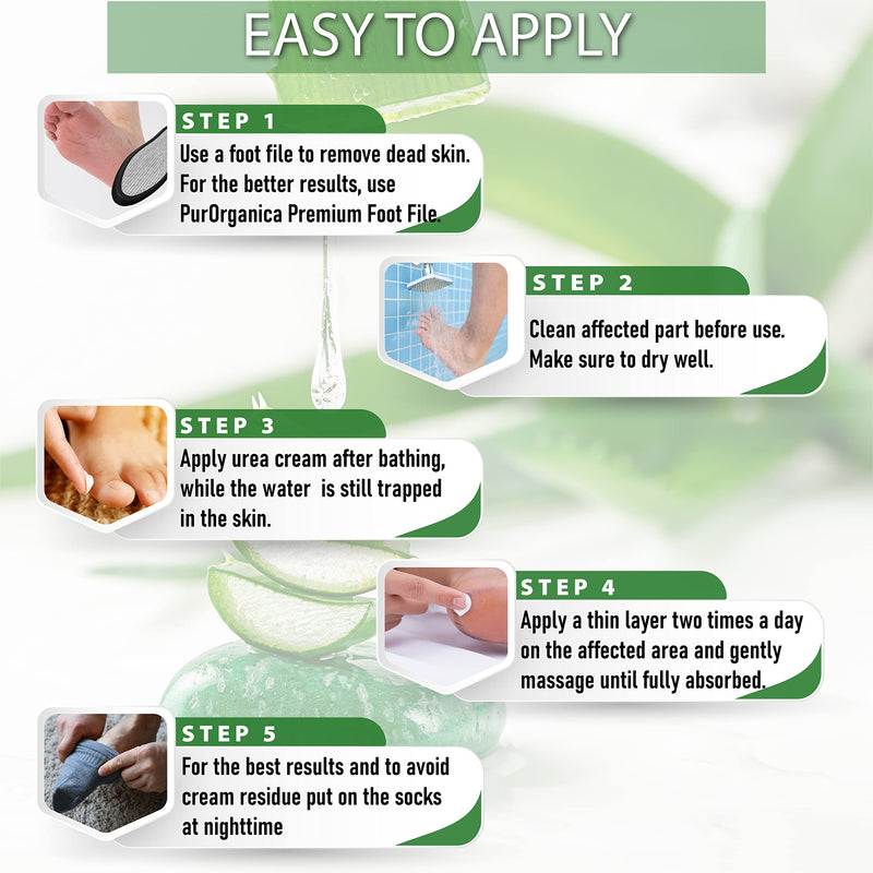 PurOrganica Urea Cream 40% – Made in USA, Maximum Strength Foot Cream for Dry, Cracked Heels, Corns, Calluses & Rough Feet, Exfoliating Moisturizer 4 Ounce (Pack of 1)