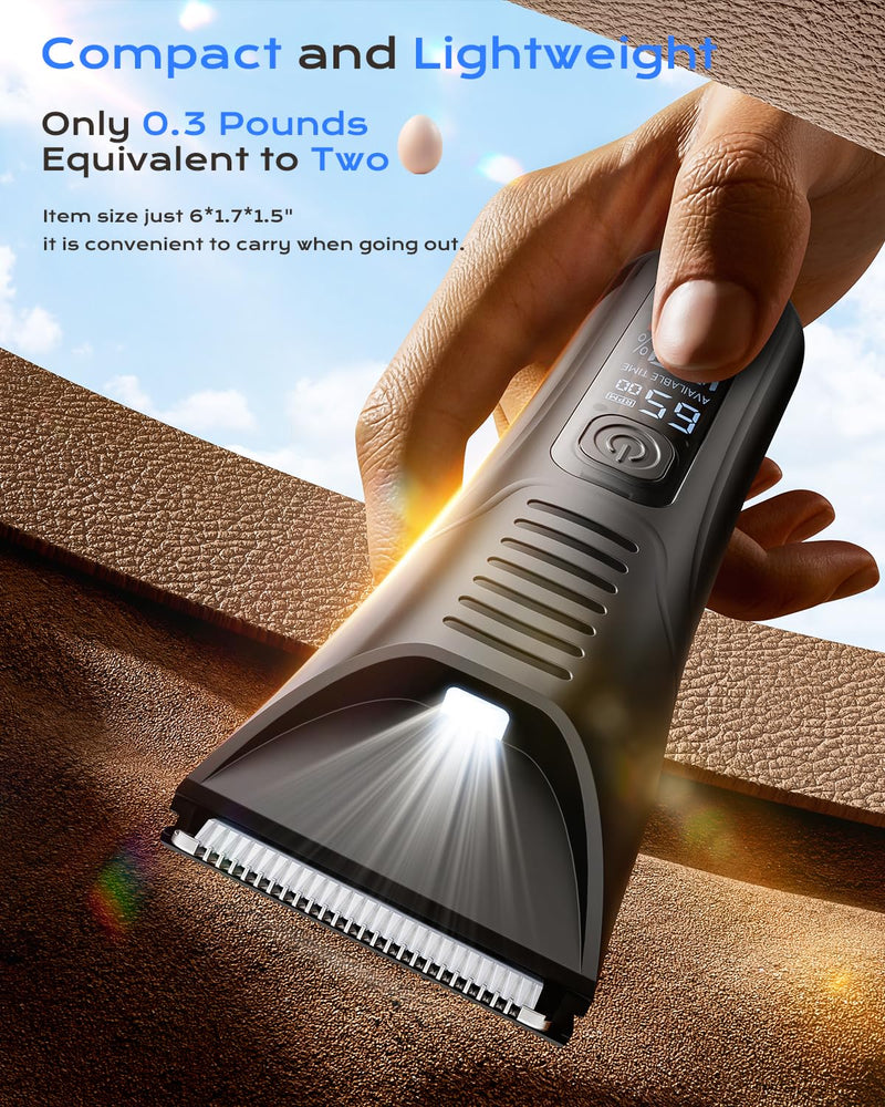 [Australia] - Body Hair Trimmer, Beard Trimmer for Men Electric Shavers, Waterproof Body Shaver Precise Pubic Grooming, Waterproof Ultra Groin Trimmers, USB-C, 4 Adjustable Guard Combs Green 