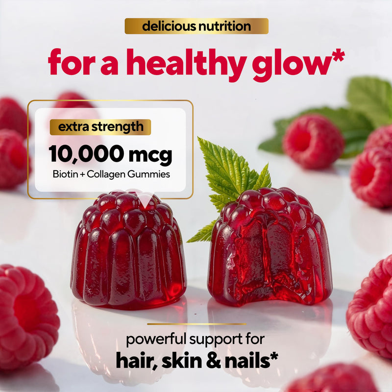VitaUp Biotin Gummies 10000mcg for Women and Men - Extra Strength Hair, Skin and Nails Gummies with Collagen - Natural Biotin Gummy Supplement for Hair, Skin, Nails Support - 60 ct 60 Count (Pack of 1)