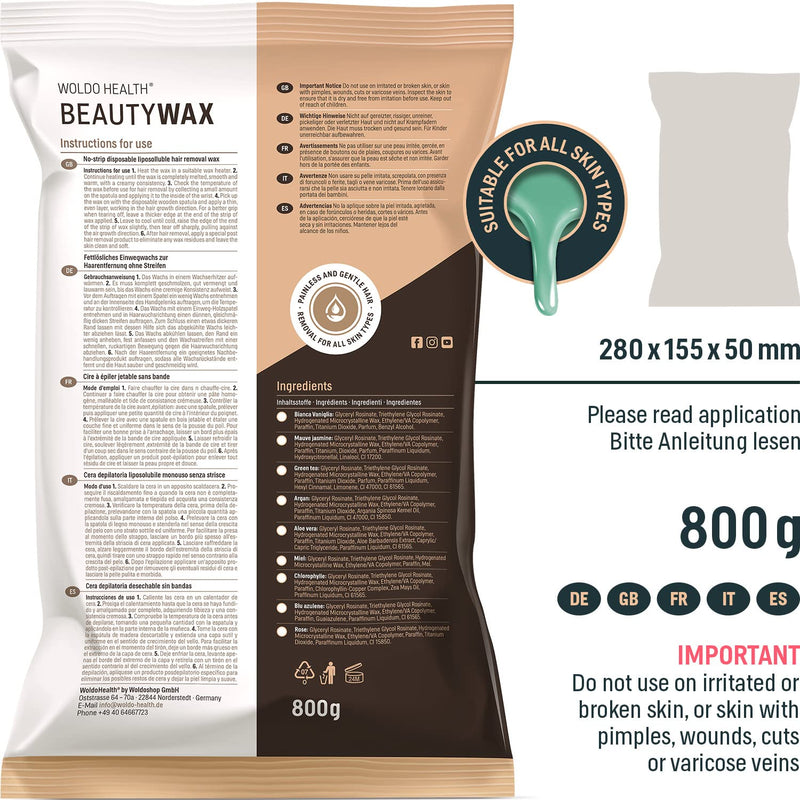 [Australia] - Wax beads for hair removal with aloe vera 800g - without fleece strips 