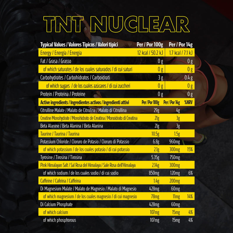 NXT Nutrition TNT Nuclear Pre-Workout, 200mg Caffeine, 4g Citrulline Malate, 3g Creatine, 3g Beta-Alanine, 30 Servings, 420g, Energy and Endurance (Watermelon Strawberry) Watermelon Strawberry