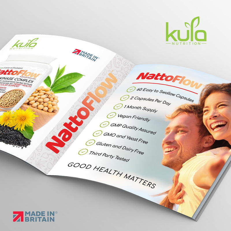 NattoFlow - 200mg 4000 FUs - High Strength Nattokinase Supplement for Heart Health - Plus Black Seed, Sea Moss, Green Tea, Dandelion, NAC, Coriander, Fennel, Selenium, Vitamin D3-60 Vegan Capsules