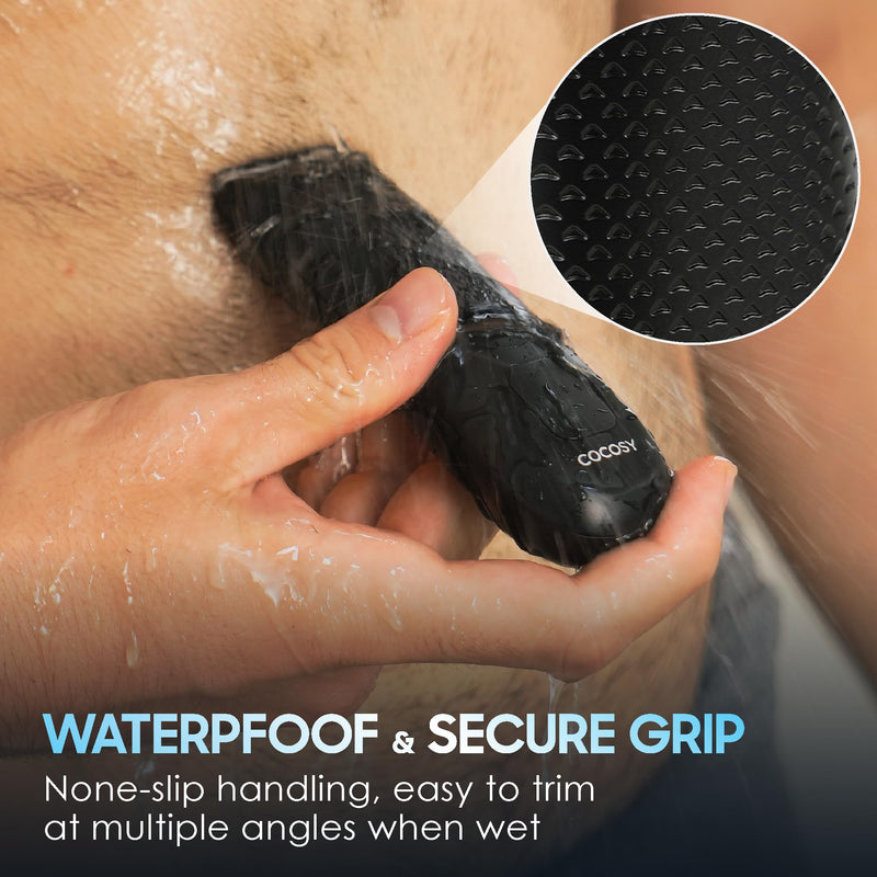 [Australia] - Body Hair Trimmer for Men - Ball Trimmer, Ceramic Blade, Waterproof Electric Groin Hair Trimmer with Standing Recharge Dock & Travel Pouch, Male Hygiene Razor 