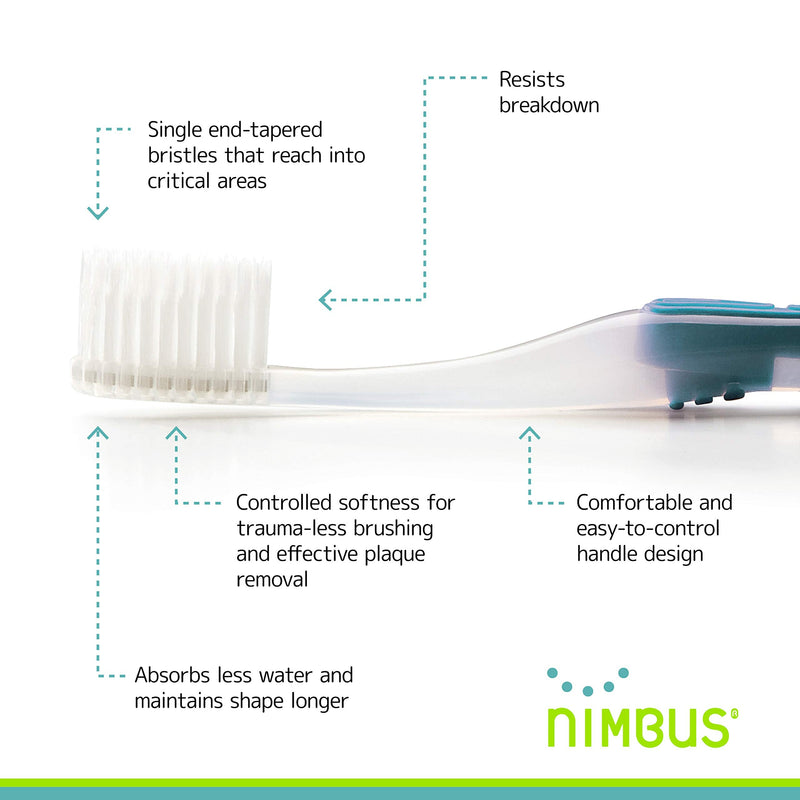 [Australia] - Nimbus Extra Soft Toothbrushes (Compact Size Head) Periodontist Design Tapered Bristles for Sensitive Teeth and Receding Gums, Individually Wrapped Plaque Remover Toothbrush (5 Pack, Colors May Vary) 