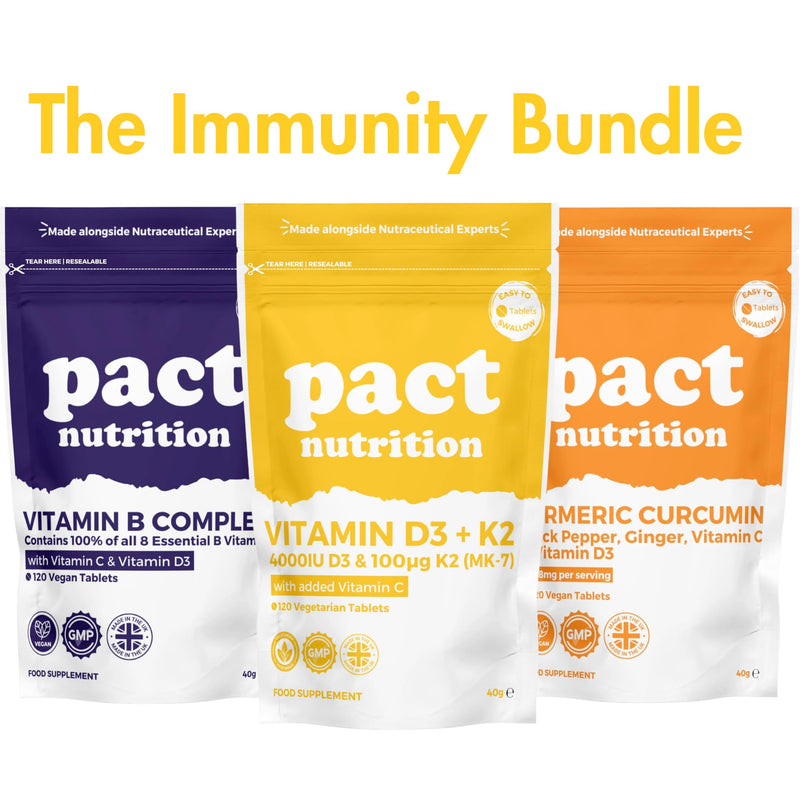 Immunity Bundle - Vitamin D3K2, Vitamin B Complex & Turmeric Complex - 120 Tablets per Pack - 2 to 4 Month Supply - Vegetarian Friendly