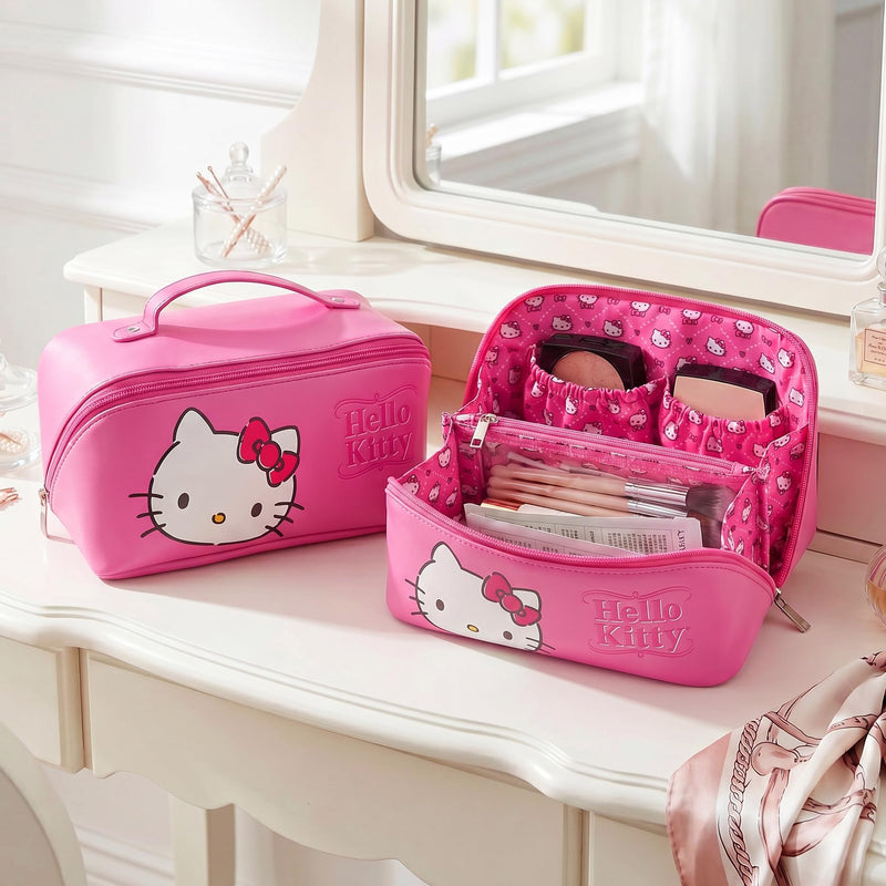 Hello Kitty Travel Makeup Bag Official License, Travel Cosmetic (Multi) | Bag, Sanrio Travel Pink Makeup Bag