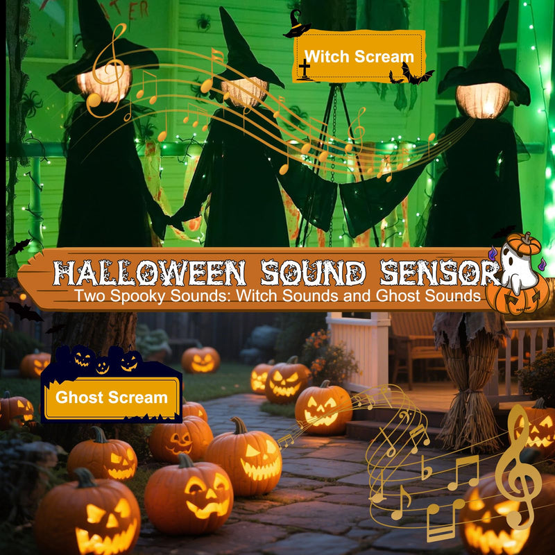 [Australia] - Elegananccy 2 Pack Halloween Sound Player Speakers with LED, Horror Screaming Witch Sound-Activated Prop, Battery Operated Tricky Funny Scary Sound Machine for Indoor Outdoor Party Decoration 