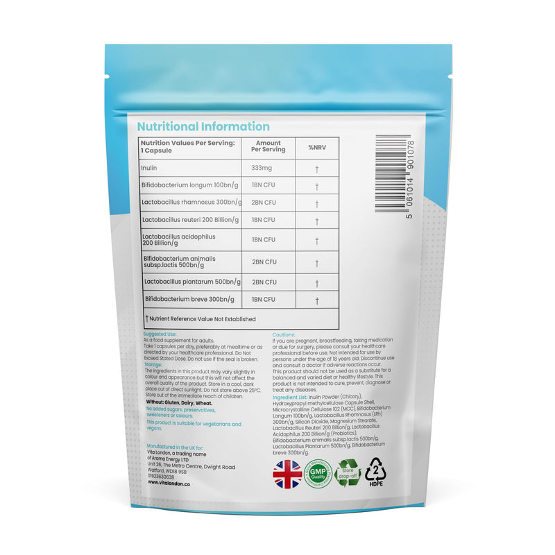 Intimate Flora Probiotics for Women | 10 Billion Live Bio Cultures | 7 Strain Probiotic + Inulin | 30 Capsules (Not Tablet, Gummies or Powder) | Vegan, Made in UK 30 count (Pack of 1)