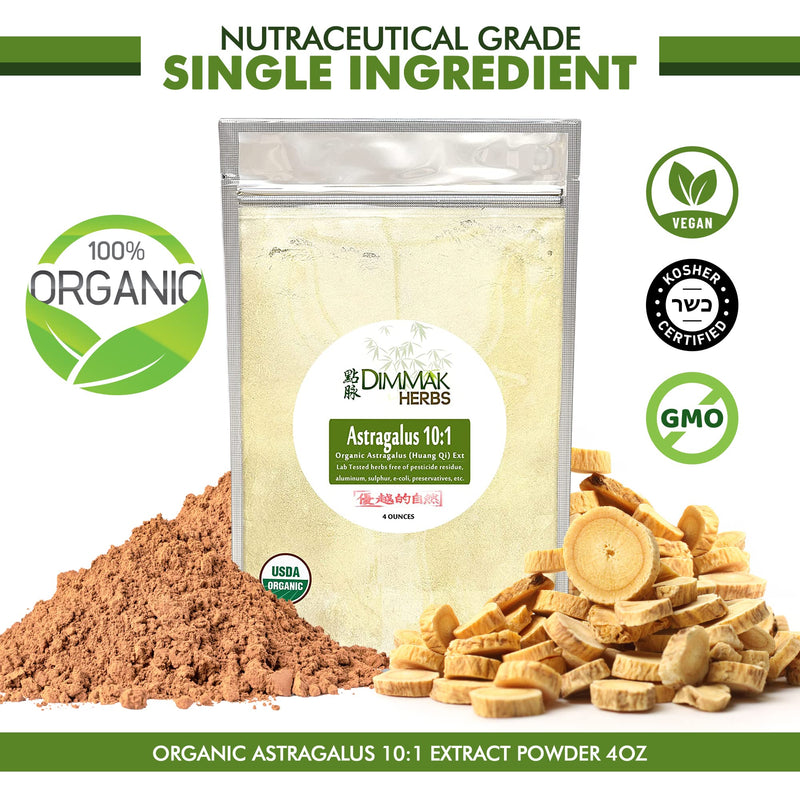 [Australia] - Organic Astragalus 10:1 Extract Powder | Huang Qi Concentrate Granules | Lab Tested, USDA Organic 4oz / 112g by Dimmak Herbs 