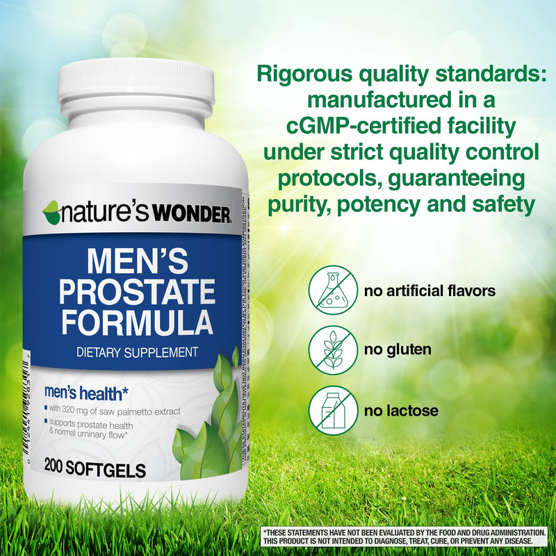 [Australia] - Nature's Wonder Men's Prostate Formula with Saw Palmetto, Beta-Sitosterol & Lycopene, 200 Softgels, 100 Days Supply 