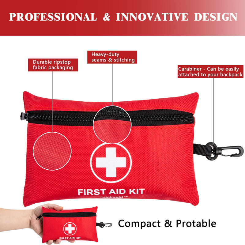 [Australia] - Mini First Aid Kit - 140 Piece Small First Aid Medical Kit for Car, Home, Office, Travel, Camping, Sports, Outdoor, School - Emergency First Aid Supplies and Survival Kit 140 Pieces 