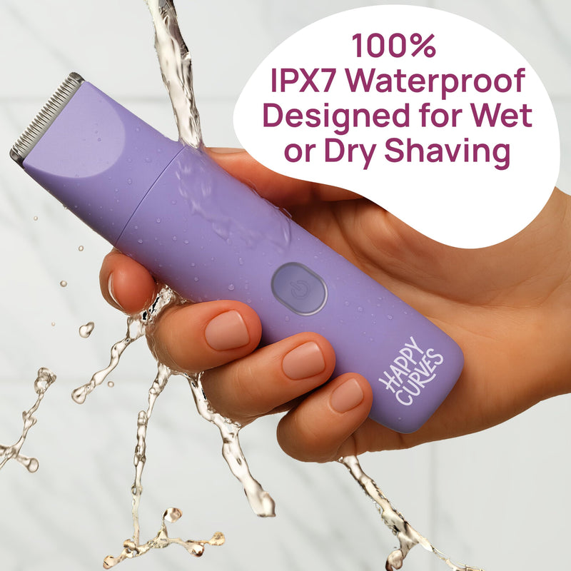 HAPPY CURVES Smoothie 2.0 Bikini Trimmer - Electric Razor for Women, Waterproof Hair Groomer with Adjustable Guards, Personal Shaver for Pubic Hair, Ladies Intimate Shaver and Body Trimmer (Berry) Berry