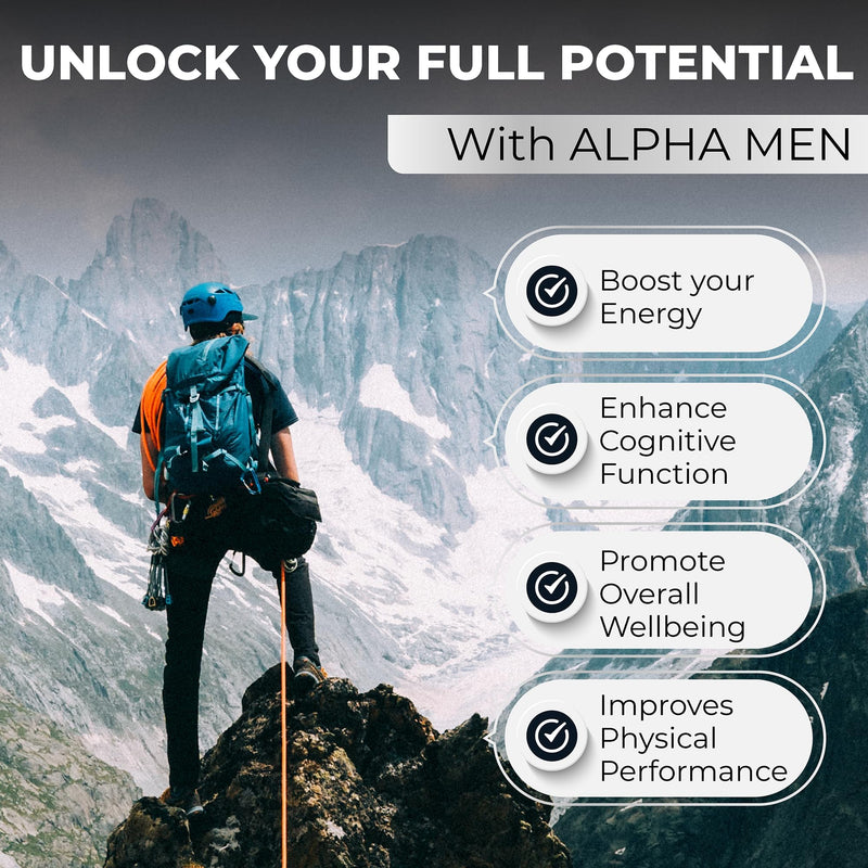 Alpha Men: Shilajit, Ashwagandha & Lions Mane, 90 Capsules 1800mg. Premium Brain, Energy, Testosterone & Mood Support Blend for Peak Physical and Cognitive Performance