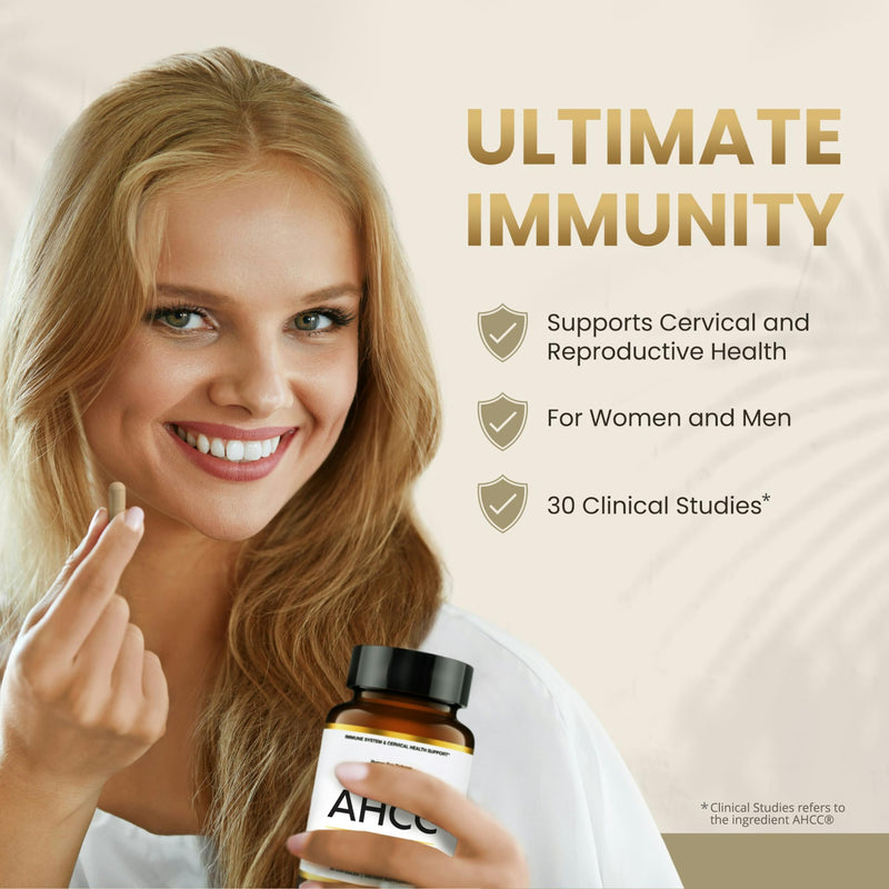 [Australia] - Premium AHCC & Shiitake Mushroom 1100 mg per Serving Supplement, Natural Immunity Booster, Maintains Natural Killer Cell Activity | AHCC is Proven in 30+ Studies | 30-Day Supply, 1-Pack 90 Count (Pack of 1) 