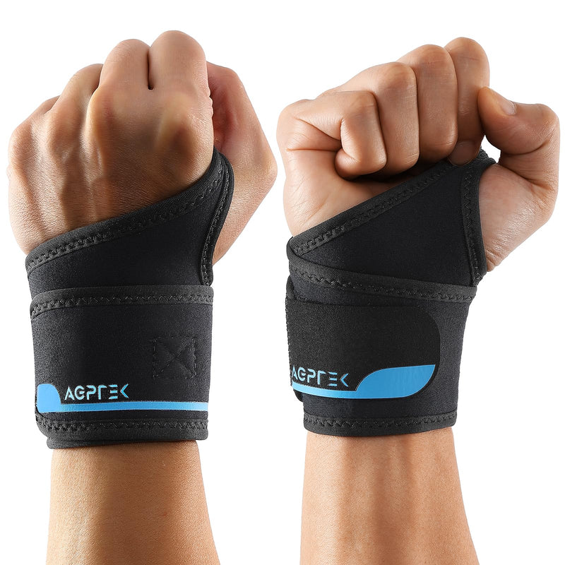 AGPTEK 2 Pack Wrist Hand Brace for Mild Carpal Tunnel Syndrome Arthritis Tendonitis Pain Relief, Adjustable Wrist Support for Weightlifting, Gym, Wrok, Sports, Daily Use-1 Pair 1 Pair