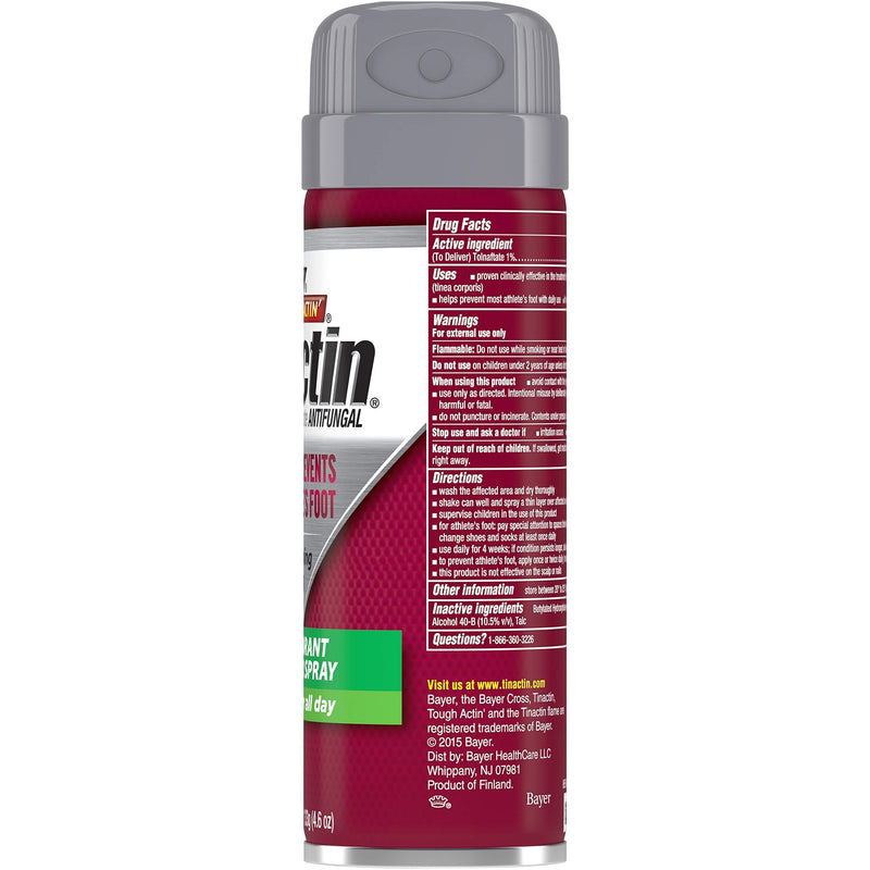 Tinactin Athlete's Foot Antifungal Deodorant Powder Spray, 4.6 oz Can (Pack of 2)