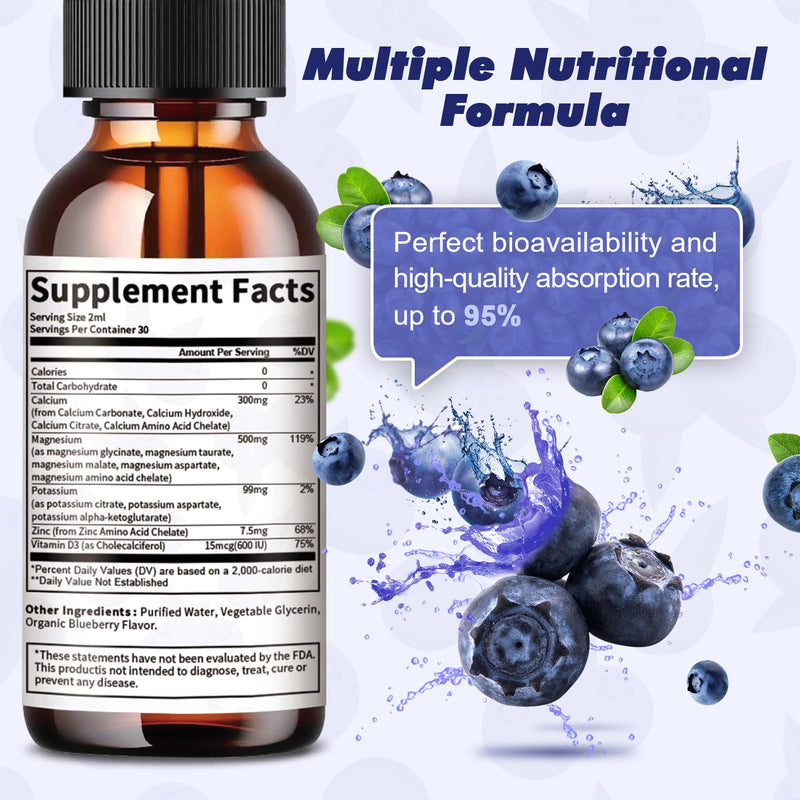 [Australia] - 2 Pack Potassium Magnesium Supplement Liquid - High Absorption Calm Magnesium Complex 500mg & Potassium 99mg Plus Calcium, Vitamin D3, Zinc for Leg Cramps & Bone & Energy & Immune Support - 4 Fl oz 