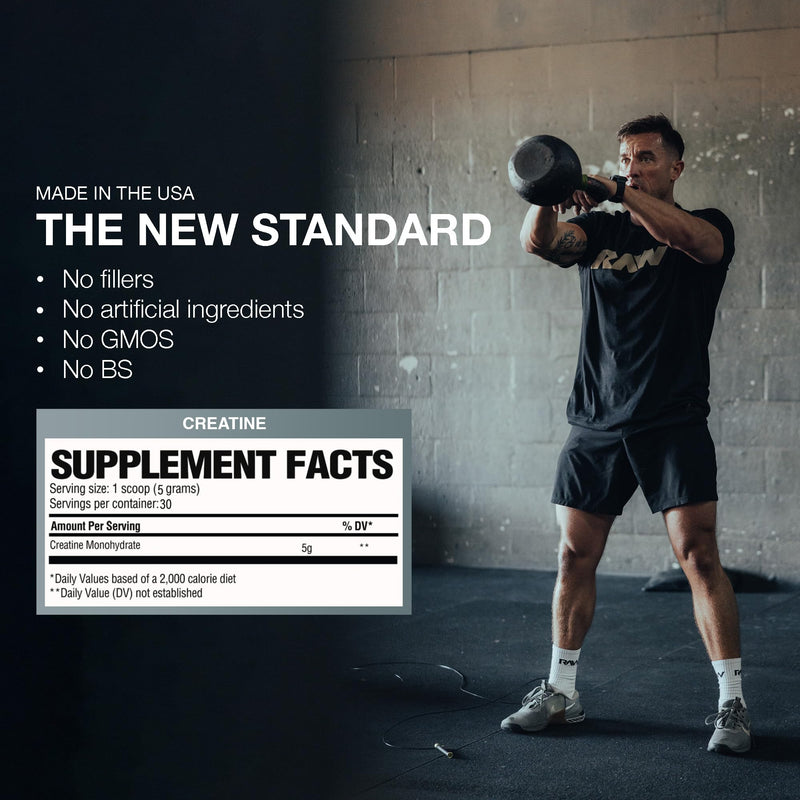 [Australia] - RAW Nutrition Creatine Monohydrate Powder, Unflavored (30 Servings) - Micronized Creatine Monohydrate Supplement for Workout Performance, Build Muscle & Strength - Creatine Powder for Men & Women 