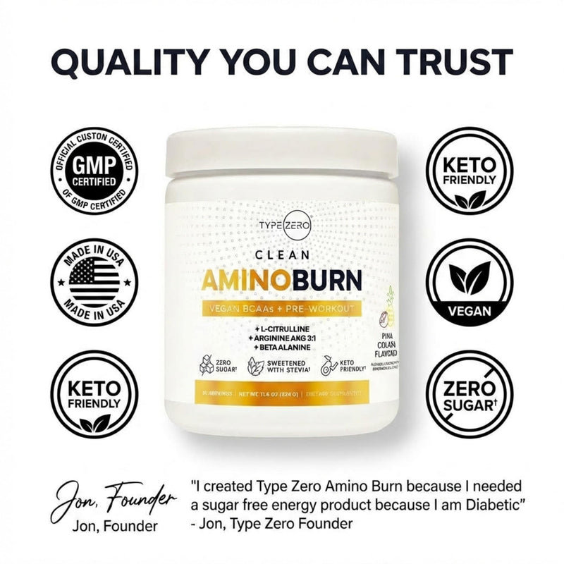 Type Zero Amino Burn Vegan BCAAs + Pre-Workout (Pina Colada Flavored) Pina Colada