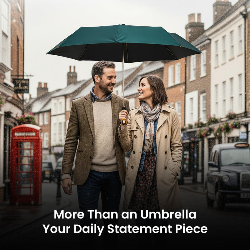 Handpainted Artisan Foldable Umbrella – Animal Lovers – Traditional Enamel Figurine – Fashion Umbrella – Unique Gift Idea – Compact & Windproof – Advanced UV Protection Zebra/Navy