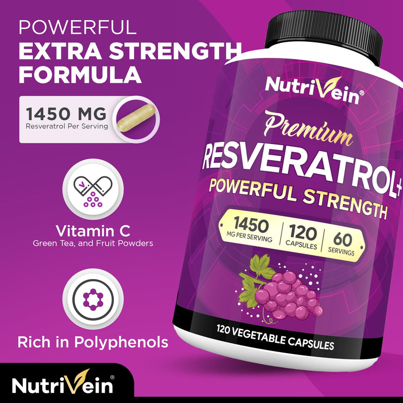 Nutrivein Premium Ashwagandha Capsules & Resveratrol Supplement Bundle: High-Absorption Resveratrol Capsules and Ashwagandha Supplements for Balance, Vitality, & Repair