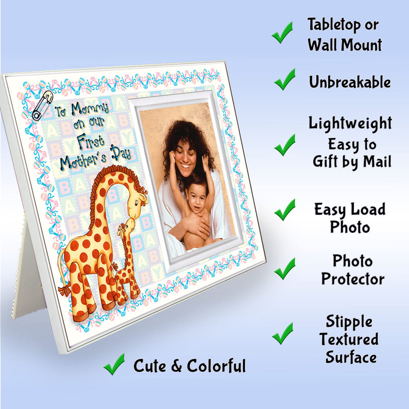 [Australia] - to Mommy on Our First Mothers Day, First from Baby - First Mothers Day Picture Frame Holds 3.5” x 5” Photo - Boy or Girl Nursery Decor | Baby Giraffe Theme 