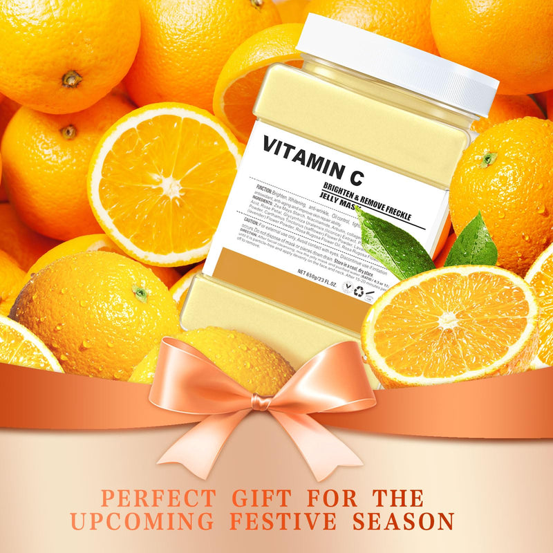 Jelly Mask for Facials Professional,Vitamin C Jelly Face Mask,Brightening & Hydrating Mask, Nourishing & Tightening, Anti-Aging & Acne Treatment, Face Skin Care Bowl Set DIY Spa 23 Fl Oz VitaminC