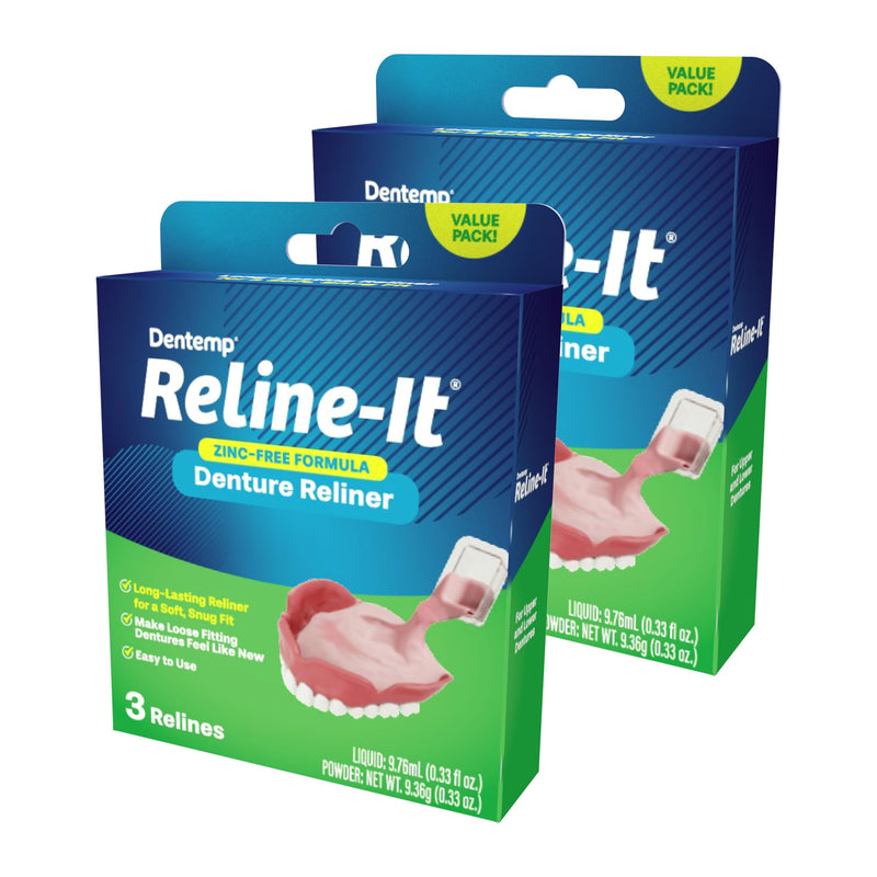 [Australia] - Dentemp Denture Reline Kit Value Pack - Advanced Formula Reline It Denture Reliner - Denture Kit to Refit and Tighten Dentures for Both Upper & Lower Denture (2 Pack (6 Relines)) 2 Pack (6 Relines) 