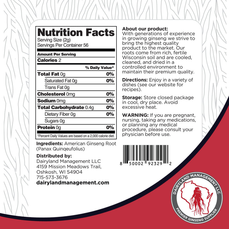 [Australia] - Dairyland American Ginseng Slices - 4 oz Pack Wisconsin Ginseng Slices - Authentic American Ginseng - Non-GMO, Gluten Free Ginseng Root Slices - Use This Herbal Supplement in Soup, Tea, Congee 4 Ounce (Pack of 1) 