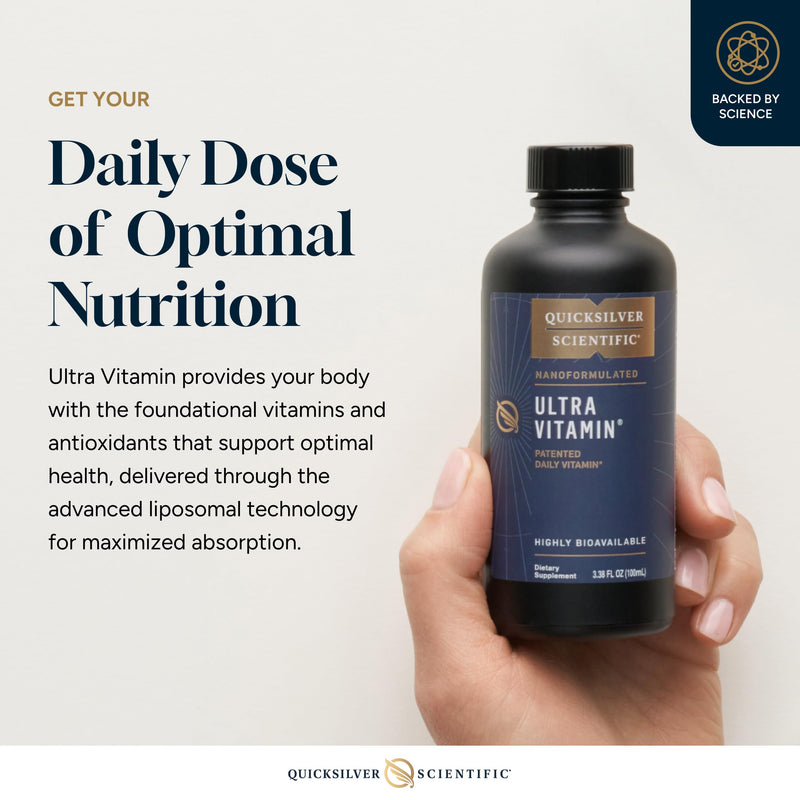 Quicksilver Scientific Liposomal Ultra Vitamin, E and K, Vitamin C, 100ml | Liquid Multivitamin, Antioxidant Supplement for Energy, Liver Health and Brain Support, Vitamin C, E, K, Liposomal Absorption 3.38 Fl Oz (Pack of 1)