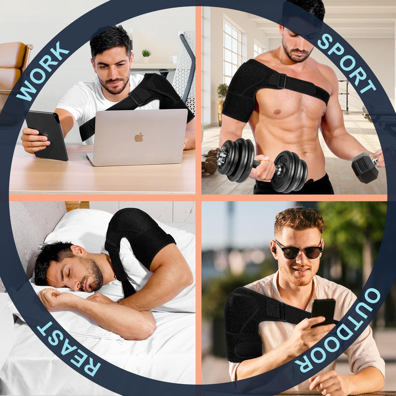 [Australia] - Shoulder Brace for Men and Women for Torn Rotator Cuff,Arm Sling Shoulder Immobilizer,Shoulders Compression Sleeve and Support For Pain Relief,Adjustable,Suitable for Both Left and Right Arms (1, Black) 1 