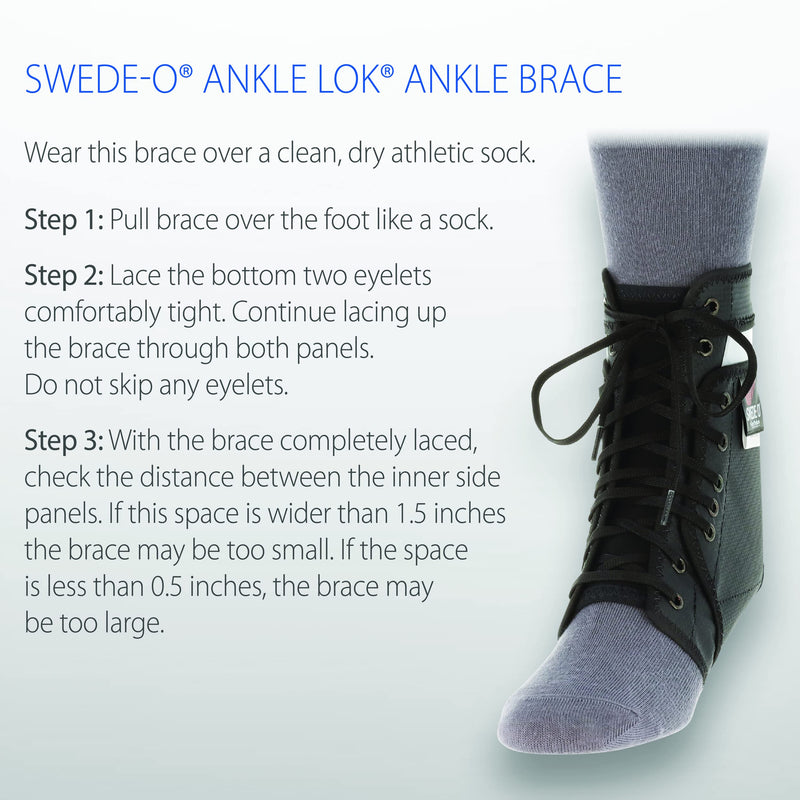 [Australia] - Swede-O Ankle Lok Reinforced Laced Ankle Brace with Stays, High Support for Sports, Black, Large Large (Pack of 1) 