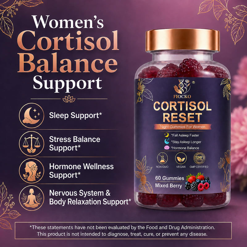 Cortisol Supplements for Women, Ashwagandha Gummies for Stress Relief, Hormone & Sleep & Cortisol Gummies with Magnesium, L-Theanine, GABA, Maca Root, Vitamin, Vegan, Mixed Berry, 120 Count 60 Count (Pack of 2)