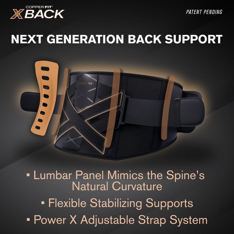 [Australia] - Copper Fit X-Back Brace for Lower Back Pain, Lumbar Support, Herniated Disc, Sciatica, Arthritis – Adjustable, Breathable Design - for Men and Women (Large/XLarge) Large/XLarge (34"-48") 