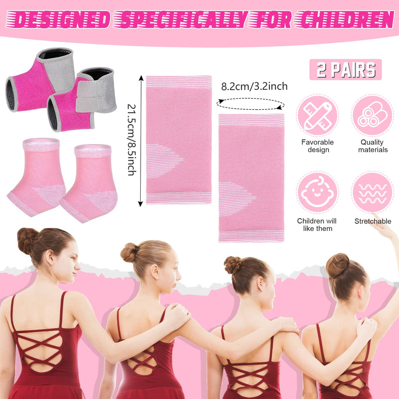 [Australia] - Tarpop 2 Pairs Kids Ankle Brace Set Foot Support Stabilizer Wraps Protector Guard Knitted Ankle Sleeve Sock Support Compression Socks for Injury Prevention(Pink,Medium) Pink Small 