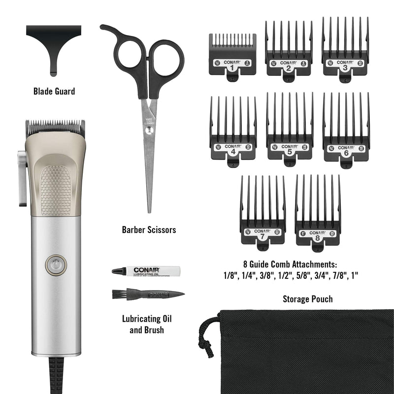 [Australia] - ConairMAN Hair Clippers for Men, 13-Piece Home Hair Cutting Kit with High Performance Professional MetalCraft Clipper 