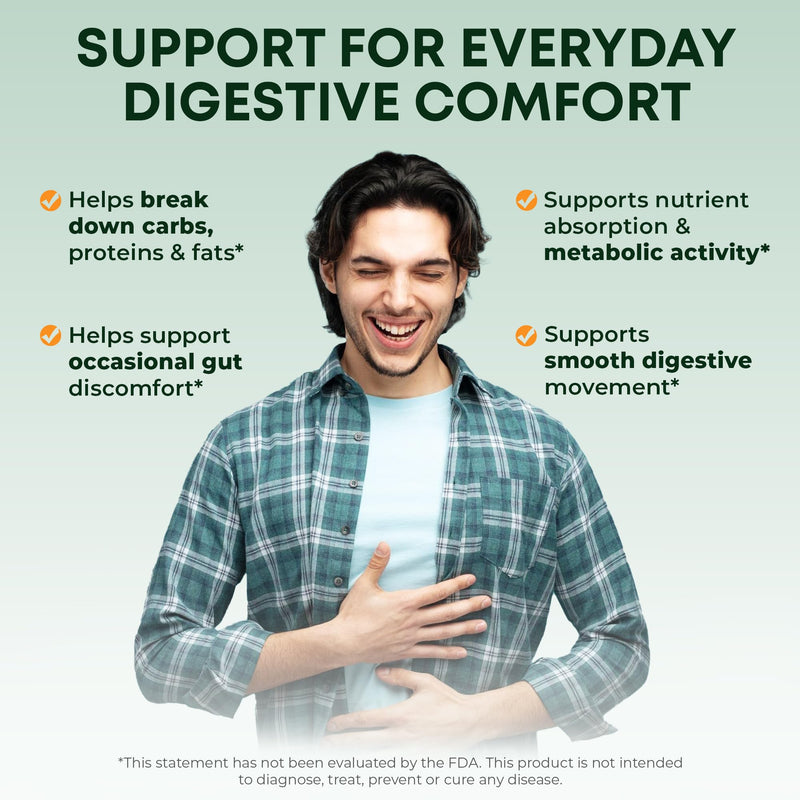 Pure Nutrition Digestive Enzymes with Bromelain | 120 Veg Caps | Gut Health & Metabolism Support* Formula with Digestive Enzyme Blend of Amylase, Lipase, Protease, Cellulase & Lactase.