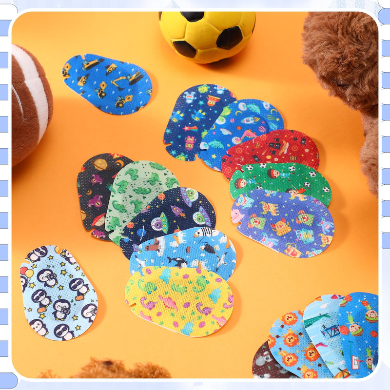 [Australia] - 100 Pcs Adhesive Eye Patches for Kids Boys 20 Styles Breathable Boy Eye Patch Bulk Light Blocking Cotton Adhesive Bandages for Toddler Boys, 3 x 2 Inch 100 