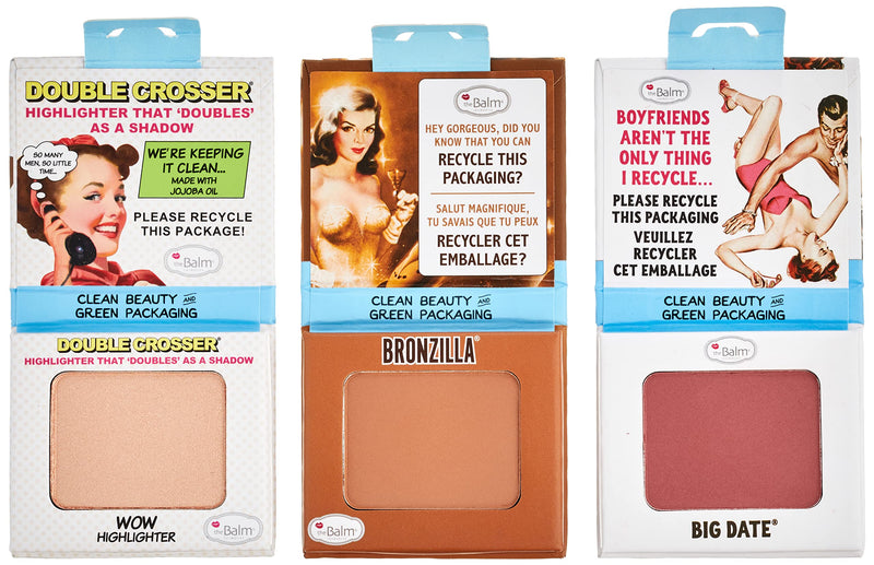 [Australia] - Clean and Green by the Balm for Women - 5Pc 0.1ozBig Date Blush, 0.1oz Bronzilla Bronzer, 0.1oz Double Crosser Wow Highlighter, 0.27oz Nuit Mascara in Extra Black, 0.39Anne T. Dotes Primer 