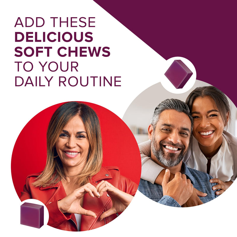 [Australia] - Qunol Beets Chews for Blood Pressure Support, 3 in 1 Beets + CoQ10 + Grape Seed Extract, Supports Healthy Blood Circulation & Heart Healthy Energy, 90 Chews 90 Count (Pack of 1) 