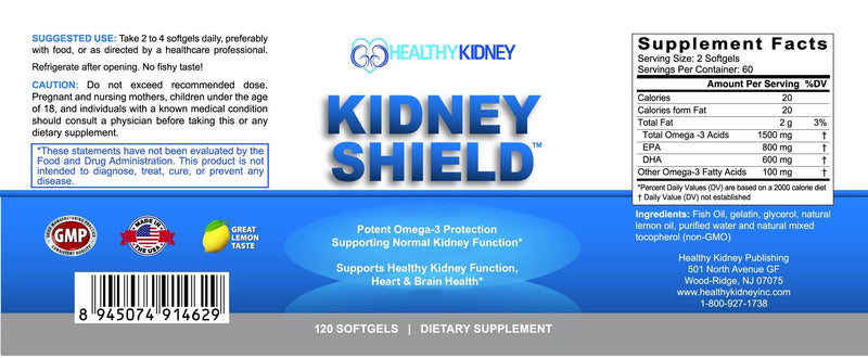 Kidney Shield Support Omega 3 Kidney Cleanse Kidney-D Supplement Vitamin D Bundle