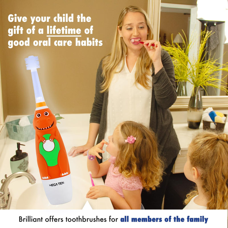 [Australia] - Brilliant Oral Care Kids Sonic Toothbrush Soft Replacement Heads, for Children Ages 5+, Orange, 2 Pack 2 Count (Pack of 1) Orange (Soft Bristles) 