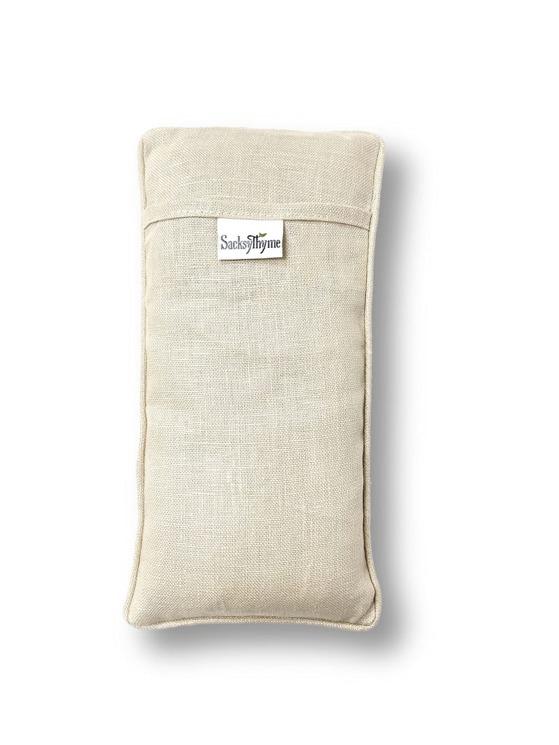 [Australia] - Sacksy Thyme Organic Linen Eye Pillow - Lavender & Flaxseed for Relaxation, Yoga, Stress Relief - Microwavable Heating Pad & Cool Compress - Made in USA - Gifts for Meditation Beige (Unscented) 