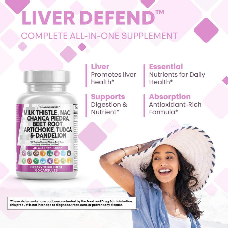 [Australia] - Clean Nutraceuticals Milk Thistle NAC Chanca Piedra Beet Root Artichoke Dandelion Root - Liver Cleanse Detox & Repair Supplement Plus TUDCA Choline & Ginger 60 Count 1 