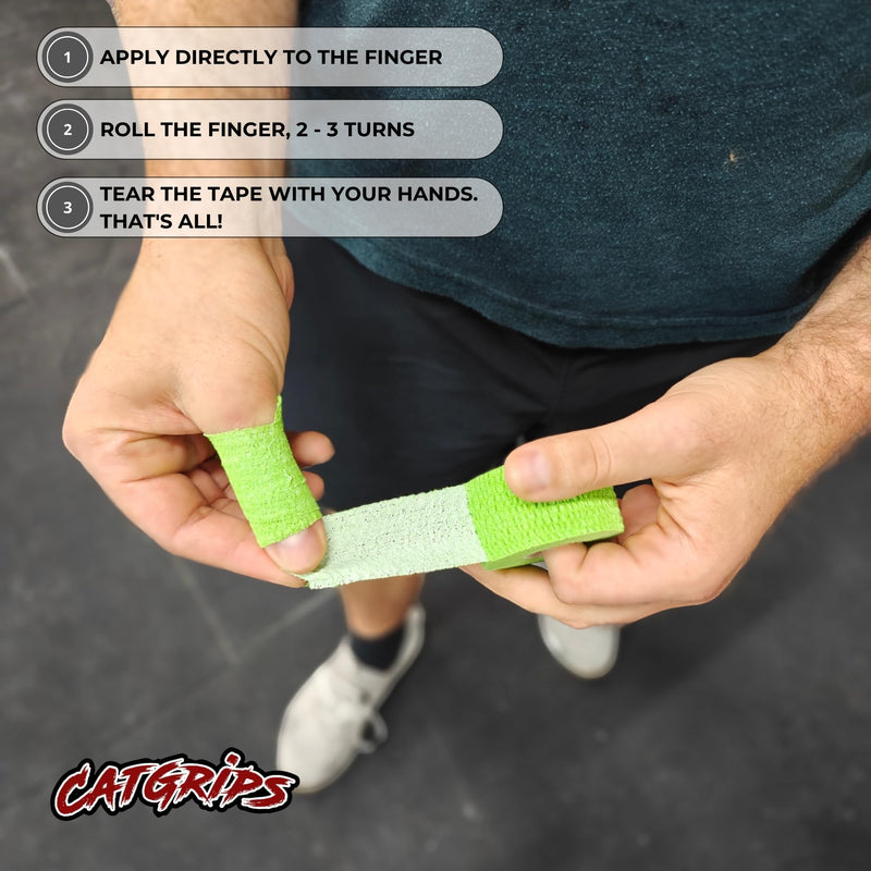 CATGRIPS Grip Tape – Thumb Tape for Weightlifting, Functional Fitness & Gym – Non-Slip EAB Tape for Fitness, Hook Grip – Durable, Flexible & Sweat-Resistant Sport Tape 6 Rolls x 2 in Blue+green