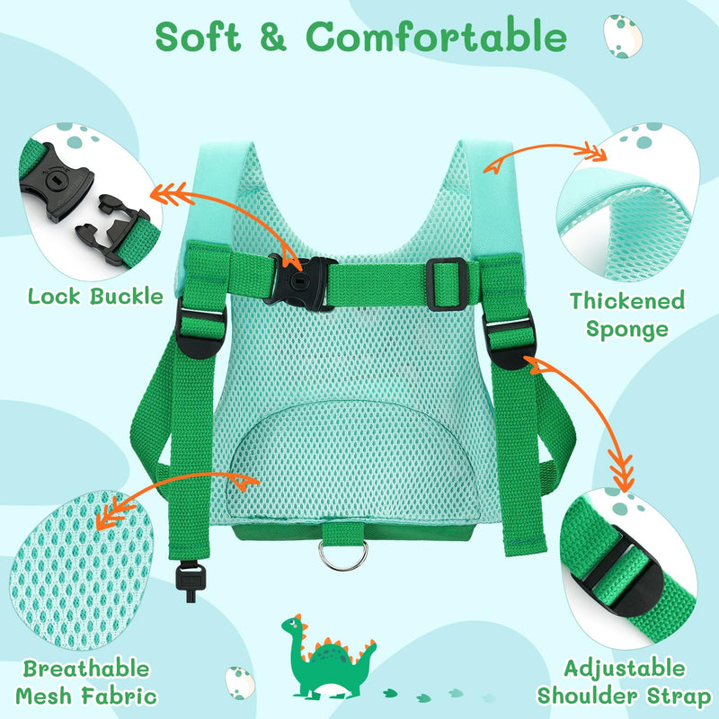 [Australia] - Dr.meter 3 in 1 Toddler Harness Leash + 8.2ft Anti Lost Wrist Link, Cute Dinosaur Kids Safety Harness Tether with Key Lock, Child Protective Leashes While Walking for Outdoor Activity Keep Kids Close 