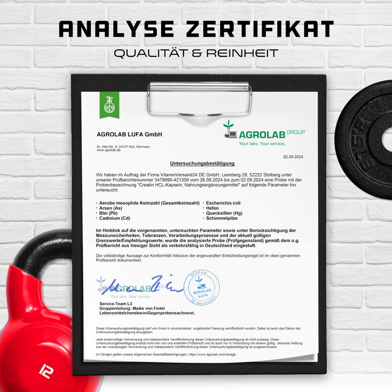 [Australia] - Creatine HCL - 365 vegan capsules - High dose with 3000 mg - Pure creatine hydrochloride - High absorption - High bioavailability 365 pieces 